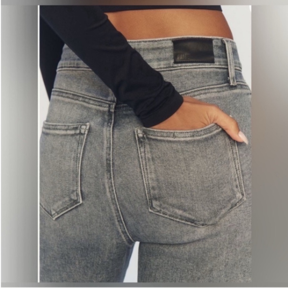 Paige Anessa High Rise Cropped Wide Leg Jeans in Smokey Grey Size 28 Like New - Picture 3 of 11